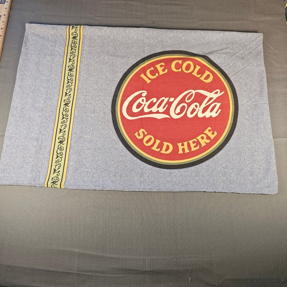Coca-Cola Vintage Style Denim Print Pillowcase Refresh Yourself Double Sided